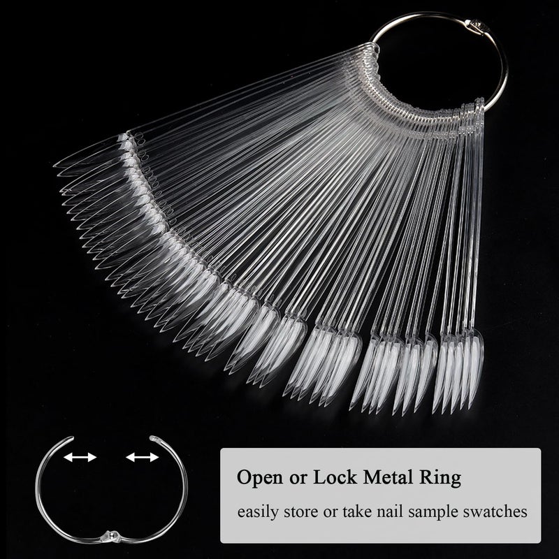 furtherpretty Clear Nail Swatch Sticks with Number Stickers, 50 Pcs Stiletto Nail Sample Swatches for Gel Polish Color Display Practice Nails muestrario de colores para uñas Manicure Supplies - Image 5